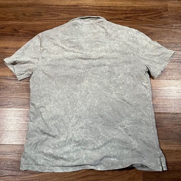 John Varvatos Bodhi Polo Shirt Mens XL Marble Wash Logo Open Placket Med Gray - Picture 6 of 8